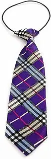 [Tie Store Australia] Kids Boys Purple Patterned Elastic Neck Tie - Criss Cross Purple Purple, Gold, Black, Light Blue