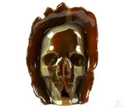Unusual 5.2" Carnelian Carved Crystal Skull & Geode, Crystal Healing