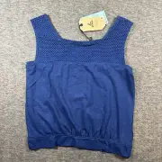 prAna Womens Abbott Pass Tank Top Mesh Knit Crop Deep Indigo Size SMALL NEW