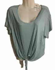 Self Esteem Size M Women’s Aqua Blue Stretchy Tie Front Top NEW