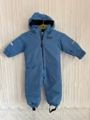 $219 Patagonia Baby Snow Pile Hooded Snowsuit One Piece 6-12 Months Blue NWT