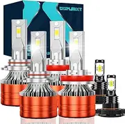 TXBILMOO Fit for Chevy Silverado 1500/2500/3500 High Low Beam and Fog Light bulbs 2007 2008 2009 2010 2011 2012 2013 2014 2015, 6000K White light, 700% Brightness with Fan, Plug n Play, pack of 6