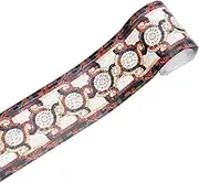 Amhao 3D Mosaic Embossed Wallpaper Border Floral Wall Border Paper Peel and Stick Wall Tile Borders for Bathroom Kitchen Backsplash Sticker (Red)