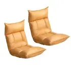NNEAGS 2X Yellow Lounge Recliner Lazy Sofa Bed Tatami Cushion Collapsible Backre