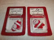 Vtg 2 Unopened Packages Fibre-Craft Miniature Flocked Santa Christmas Figures