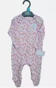 NEW Mothercare Baby Girl Cotton Babygrow New Baby 3- 6 Mth Sleepsuit Flower Spot