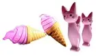 2 Set (4 Ct) Pink Cat / Pink Ice Cream Beach Towel Clips