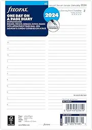 Filofax A5 One Day On A Page 2024 Multilanguage Classic Diary with Appointments, Grey
