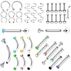 6pcs Crystal Varies Type Steel Ear Labret Bar Internal Thread Horseshoe Piercing