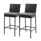 Outdoor Bar Stool Dining Chair Bar Rattan Furniture 2-Piece Wicker Patio Garden