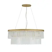 Pamela 5-Light Luxury Frosted Glass Hanging Chandelier Large Gold
