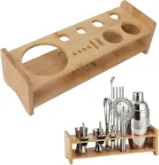 Cocktail Shaker Set Wooden Stand Only Bartender Kit Bamboo Storage St