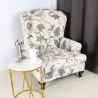 Printed Sloping Arm Armchair Cover Elastic Armchair Slipcover Wingback Slipcover