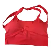 NWT Lazyshe Sports Bra MEDIUM Padded Rear Twist Open Back Coral Athleisure Top
