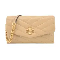 在飛比找Yahoo奇摩購物中心優惠-TORY BURCH KIRA 金屬LOGO轉釦斜紋翻蓋WO