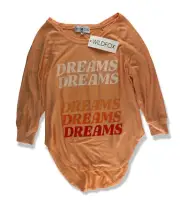 Wildfox Smalll Apricot Orange Dreams Haley Raglan Top Stretch Sweatshirt