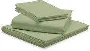 1000-TC Egyptian Cotton Sheets Split California King Size, 5-Piece Extra Long-Staple 1000-Thread-Count Pure 100% Cotton Soft Breathable Sateen Weave, Fits Mattress 25" Deep Pockets - Sage