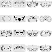 GORGECRAFT 16Pcs Carnival Face Paint Stencils Plastic Washable Reusable Facial Makeup Body Painting Templates Drawing Temporary Tattoos Stencil for Halloween Holiday Party Home Wall Art Painting Craft