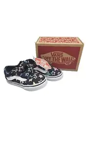 NEW Vans Ward V Black w/ Foil Metallic Stars Strap Sneakers Shoes Toddler 5