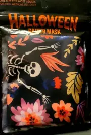 Halloween Gaiter Mask Floral/Skeleton NEW