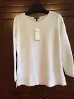 NEW EILEEN FISHER Organic Linen & Cotton Pullover Top Long Sleeve Ribbed MEDIUM