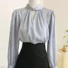 Lady Chiffon Shirts Long Sleeves Tops Office Button Blouse Basic Casual Classic