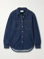 [FRAME] FRAME - The Trapunto Topstitched Organic Denim Shirt - Dark denim - medium medium Blue
