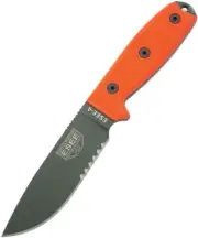 ESEE 4S-OD Survival Knife Camping Orange Handle OD Green Powder Coat Fixed Blade