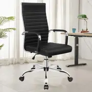 ALFORDSON Office Chair Padded Seat PU Leather Black - High Back