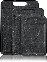 3-Piece Kitchen Chopping Boards with Non-Slip Feet & Juice Grooves & Carrying Handle, No BPA Plastic Cutting Board Set, Dishwasher Safe, Easy Grip Handle, Reversible Cutting Board, Black