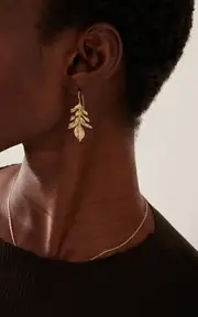 [Ten Thousand Things] Short Wild Fern 10K Yellow Gold Earrings