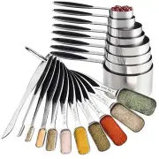 Measuring Cups and Spoons Set of 19 Includes Stainless Steel Stackable Measur...
