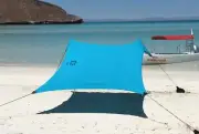 Neso Beach Tent with Sand Anchor, Portable Sunshade - 7' x 7' (Teal)