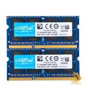 Crucial 2x 8GB 2Rx8 PC3-12800S DDR3-1600Mhz SODIMM Laptop Memory RAM 204Pin *8