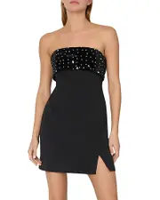 Milly Indy Combo Velvet Crystal Embellished Mini Dress
