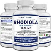 Simply Potent Siberian Rhodiola Rosea Capsules, Max Absorption Rhodiola 1000Mg 180 Pills With Bioperine, Rhodiola Root Powder Extract Supplement Mood & Energy 180 Count (Pack Of 1)