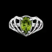 925 Sterling Silver Peridot Ring • August Birthstone • Refreshing Green Beauty
