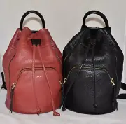$348 DKNY Leather Sling Backpack Ego Bucket Bag Shoulder Purse Sac Black Oxide