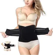 3-in-1 postpartum Belt pack, Support Recovery Belly/waist/pelvic Belt Shaper Postpartum belly band, lumbar disc herniation, sciatica, Lumbar Support band (black, center)