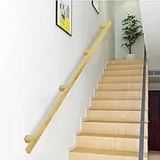 Square Handrails for Stairs - 2m/2.4m/3m/3.6m/4m/4.5m Wall Mounted Indoor Outdoor Hand Railing Safety Support Rod - Gold Metal Wrought Iron Banister for Loft Corridor(7ft/210cm)