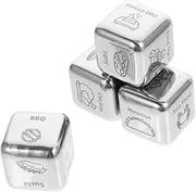 TOBBOMEY 4pcs Creative Dice Game Decision Food Cup Anniversary Exchange Romantic Stocking Stuffers for Her Case Original Large Decide Dinner Nights Ideas Gourmet Stainless Steel Silver