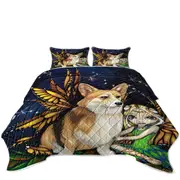 Fantasy Pet Dog Corgi of the Faeries Coverlet