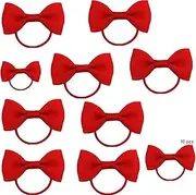 [Crrynuo] 10 Pcs Red Bow Hair Accessories, Girls Bobbles Bows School Bands, Kids Band Bobble Children's Clips Hairbands, Girls Toddlers Bow Elastic,School Ribbon Style Bow