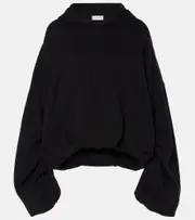 [Dries Van Noten] Dries Van Noten Oversized draped cotton jersey hoodie AU 10 black