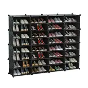 Black DIY Cube Shoe Cabinet Rack Storage Stackable Organiser 4 Column 8 Row
