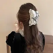 [TseenYi] Bow Hair Clip Satin Bow Non-Slip Claw Clip Large Bow Knot Claw Hair Clips Stain Large Bow Fabrac Claw Hairpin Acrylic Claw Clips