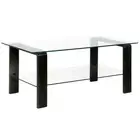 40 Black Glass And Steel Coffee Table With Shelf