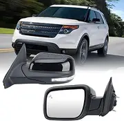 MOFOAP Left Driver Side Door Mirror Compatible with Ford Explorer 2011-2015 Mirrors with Power Glass Heated with Turn Signal Light Puddle Lamp Blind Spot Detection Textured Black (9 Pins)