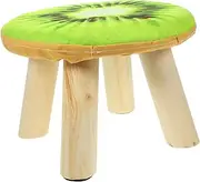 ULDIGI Solid Wood Short Stool Wooden Sitting Stool Fruit Pattern Sponge Seat Small Stool for Decor Outdoor Use