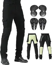 CTBQiTom Men's Motorcycle Trousers with Aramid Protective Lining Motorcycle Biker Trousers with CE Removable Armour